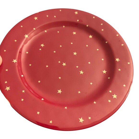 Pottery Barn Kids Starry Night Red Melamine Dinner Plates - Set of 6 - Picture 3 of 5